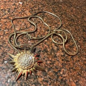 Vintage Swarovski Starburst Necklace Swan Mark 32”